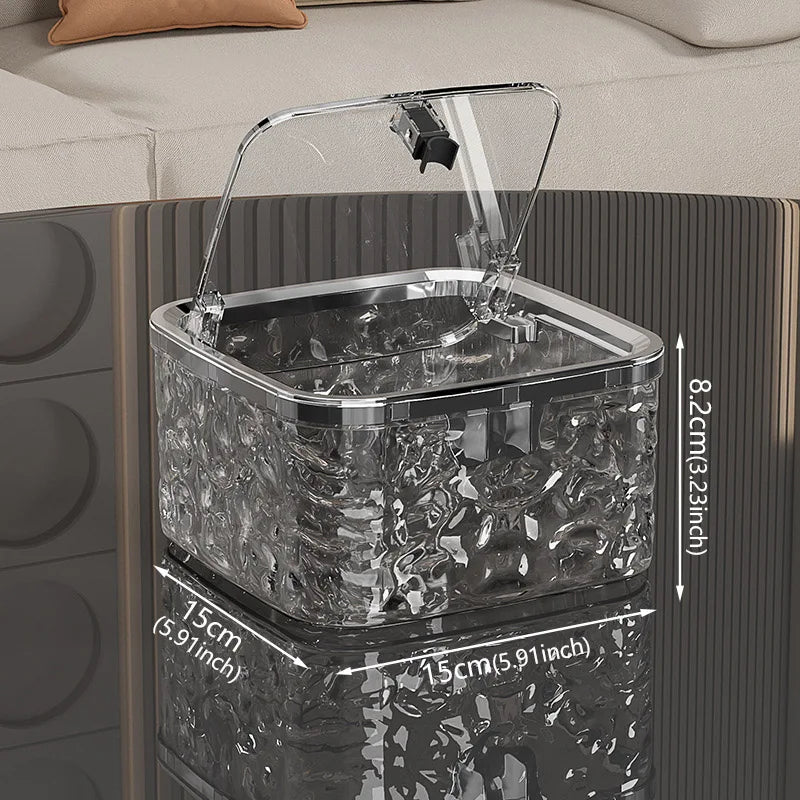 Mini Countertop Trash Can with Press Type Lid | Glacier Pattern Desktop Waste Bin for Home & Office