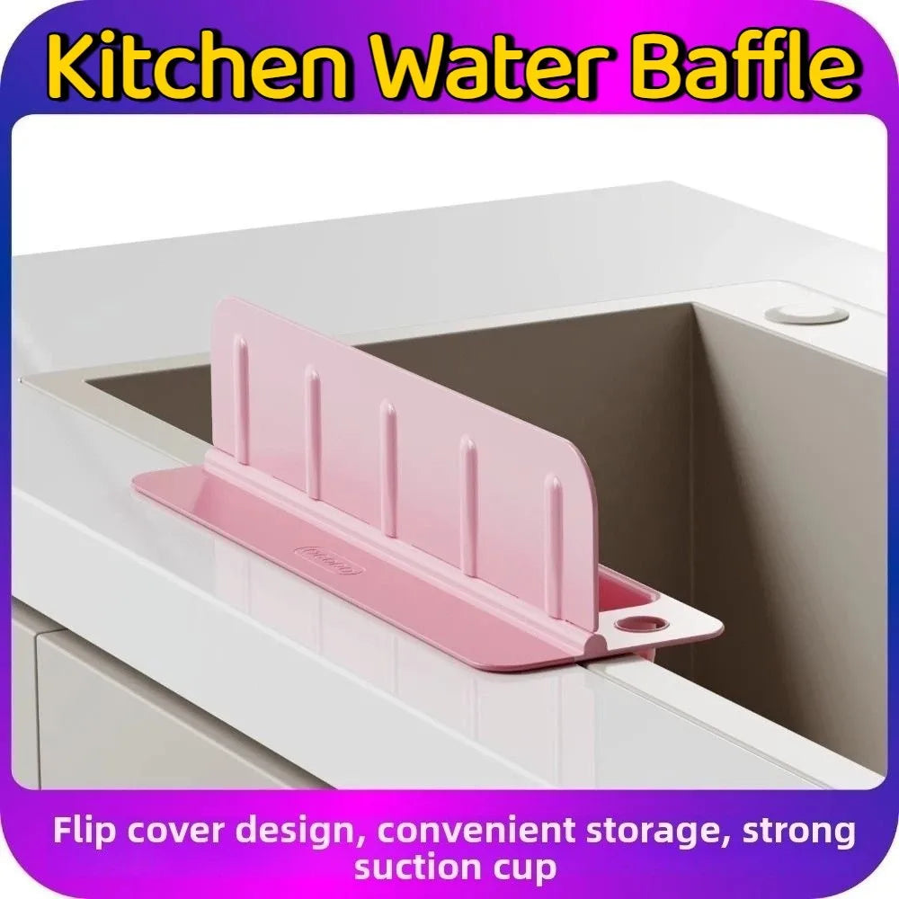 Reusable Kitchen Sink Splash Guard Anti Splash Water Baffle with Storage Rack Silicone Sink Protector