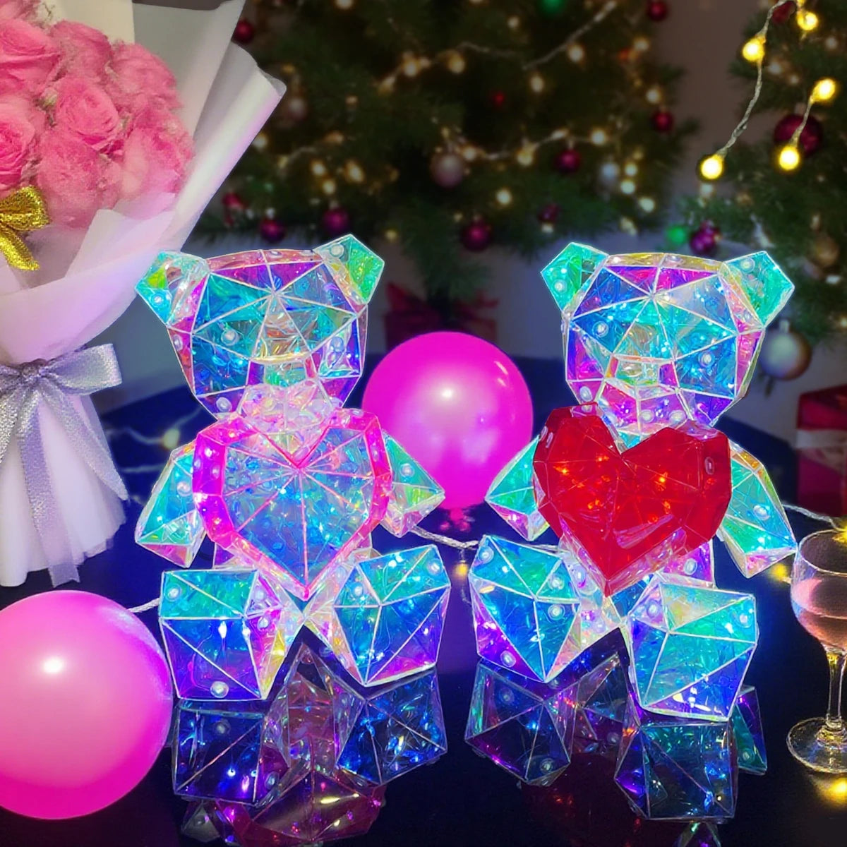 Glowing love bear with gift box display for Valentine