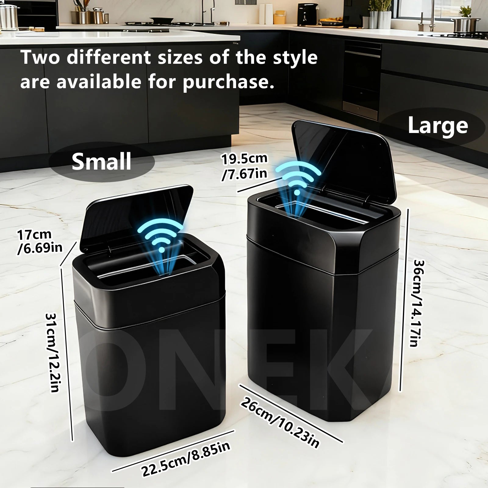 automatic lid trash can set for indoor spaces