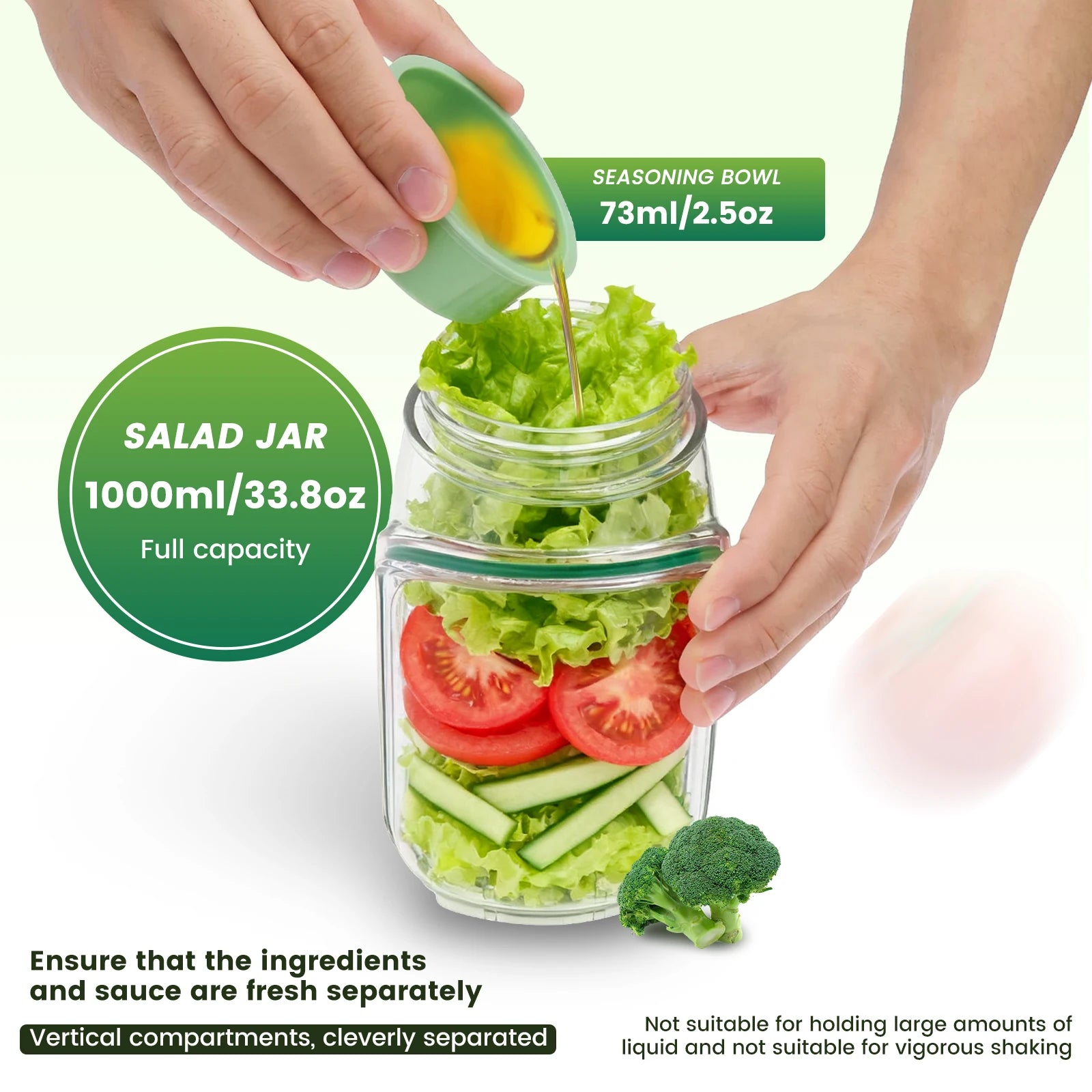 Portable Salad Pod meal jar – leakproof design for salad, snacks, and meal prep USA