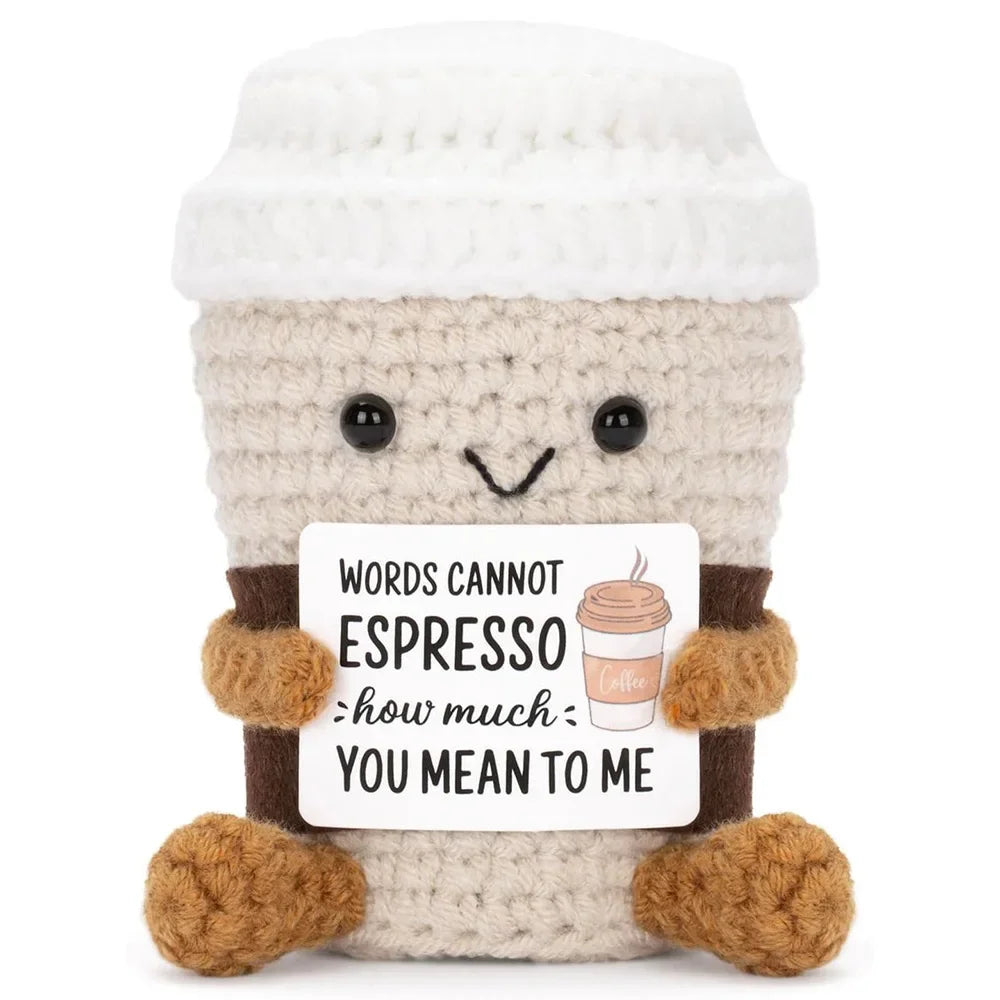 funny crochet coffee doll