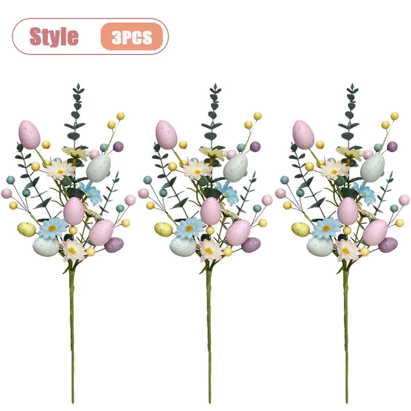Easter egg floral stems – artificial 45cm daisy and eucalyptus for home and party décor USA