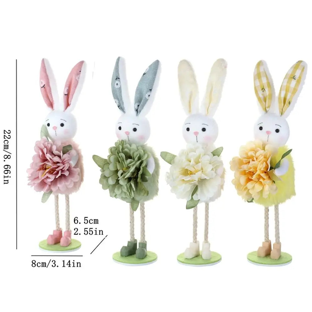 2Pc Funny Standing Easter Bunny Ornament Colorful Cartoon Rabbit Home Decor