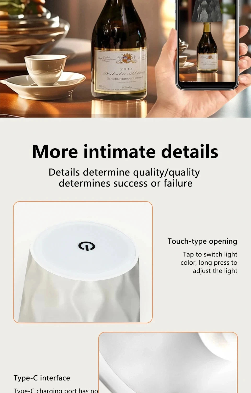 rechargeable touch control bottle lamp table light