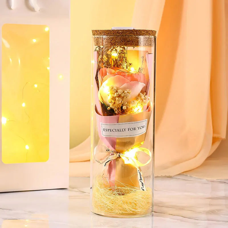 Elegant preserved flower LED dome decorative gift
