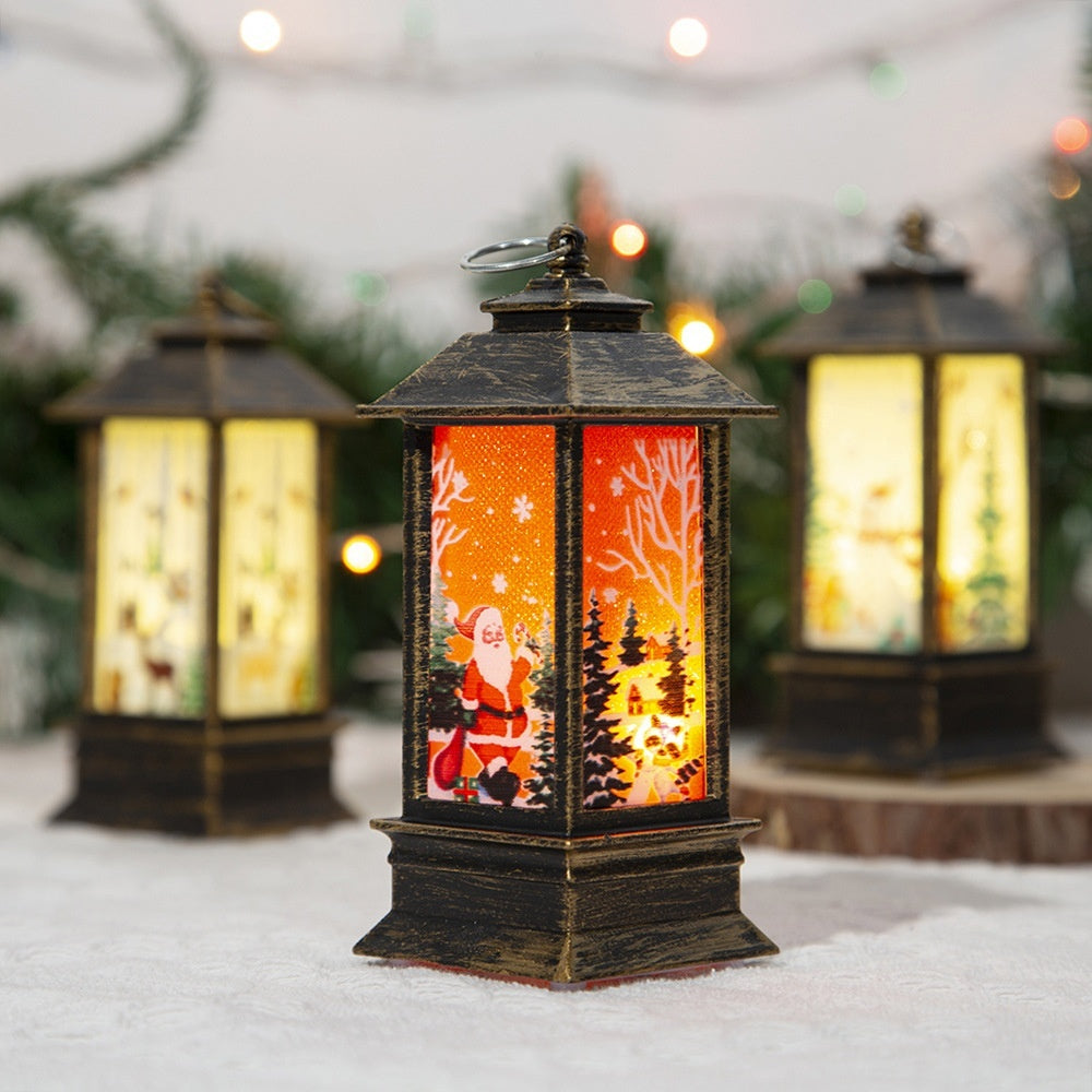 Christmas Santa Claus LED Night Light - Battery-Powered Hanging Lantern for Indoor & Outdoor Decor