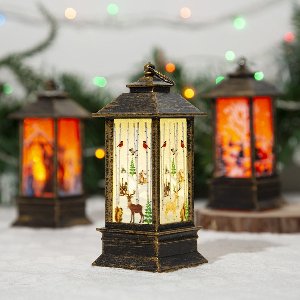 Christmas Santa Claus LED Night Light - Battery-Powered Hanging Lantern for Indoor & Outdoor Decor