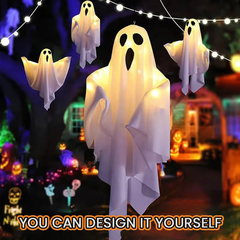 Light-Up Ghost Costume with LED Lights for Halloween